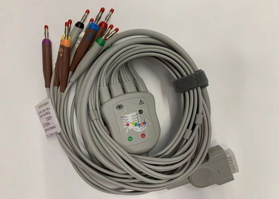 灰色10鉛ECGケーブル 15ピンUS標準バナナコネクタ 4.0