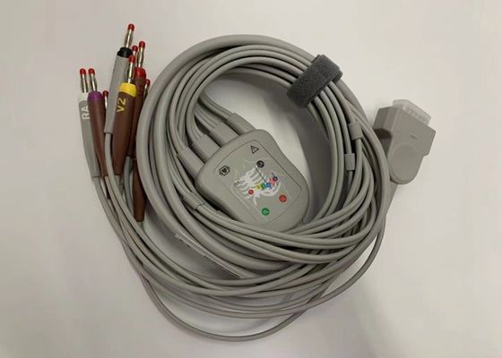 灰色10鉛ECGケーブル 15ピンUS標準バナナコネクタ 4.0