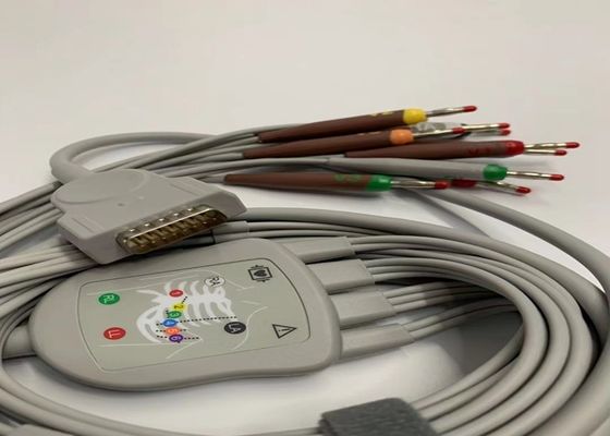 灰色10鉛ECGケーブル 15ピンUS標準バナナコネクタ 4.0