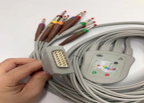 灰色10鉛ECGケーブル 15ピンUS標準バナナコネクタ 4.0
