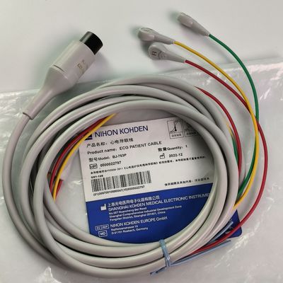 BJ-753P NIHON KOHDEN 心伝導線 黒丸頭 6ピン 3本鉛 ヨーロッパ標準ボタン