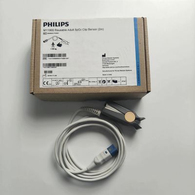 PHILIP オリジナル M1196S 再利用可能な成人用 SpO2 クリップセンサー (2m) REF:989803174381