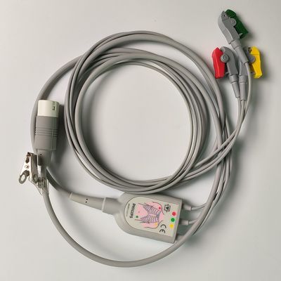 PHILIP オリジナル 3 Lead IEC Leadset 赤,緑,黄色,2.6 M マシンエンド ラウンド 12針 PN:989803143171