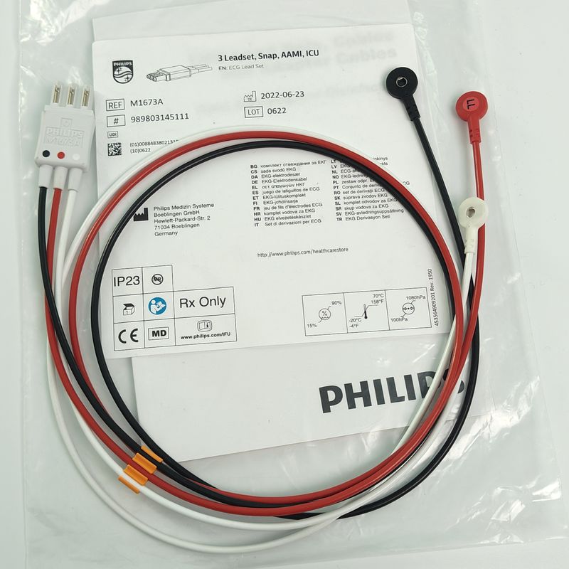 REF M1673A PHILIP 患者モニター CBL 3 リードセット スナップ AAMI ICU PN 989803145111