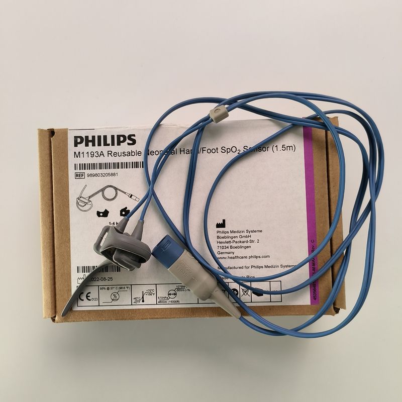 PHILIP オリジナル M1193A 再利用可能な新生児手/足 SpO2センサー (1.5M) REF: 989803103241