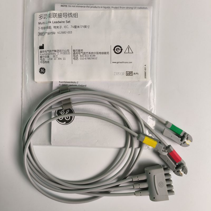 CareFusion GE オリジナルマルチリンクECGリードワイヤ3リードグリッバー IEC 74cm / 29in. REF: 412682-003